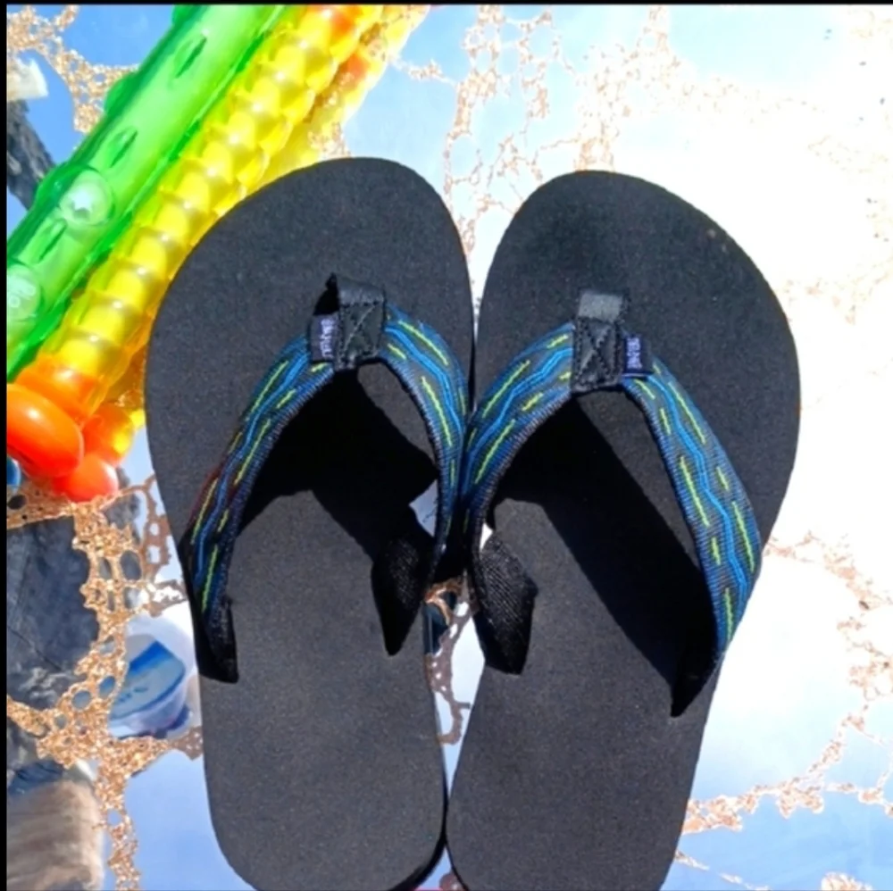 RAFTERS Flip Flops Sandals Size 11 Toddler Kids Blue Black Vacation BEach